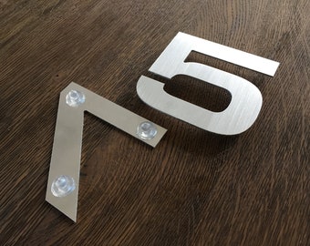 Brushed aluminum or painted House numbers,  Address Metal numbers, Numbers for doors or floors, Outdoor indoor wall mounted numbers