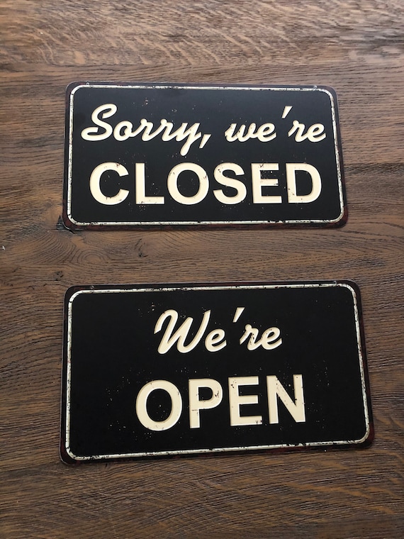 Reversible Open Closed Signs Vintage Style Double Sided Signs