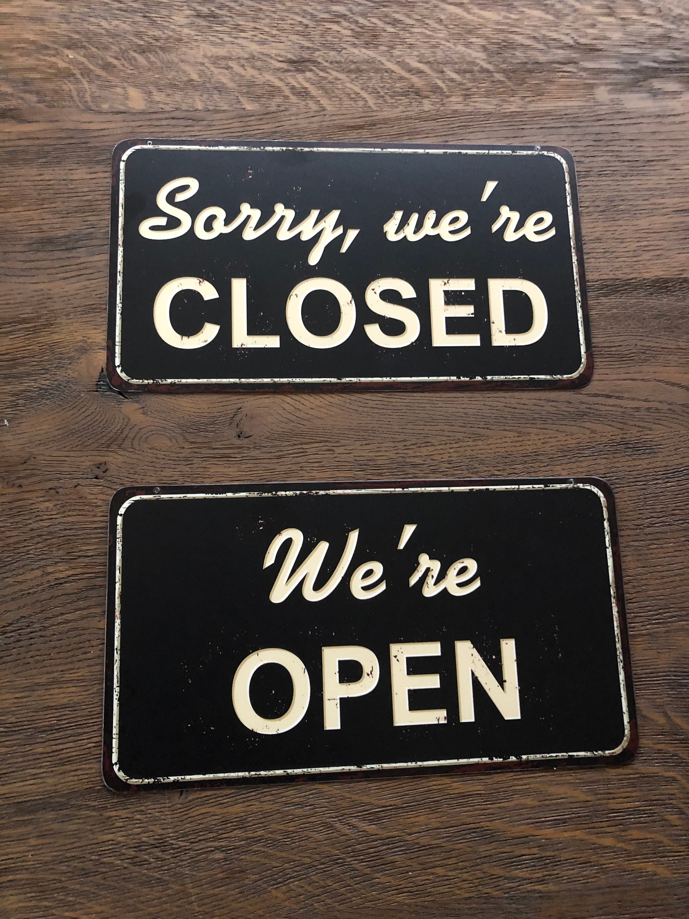 Reversible Open Closed Signs Vintage Style Double Sided Signs