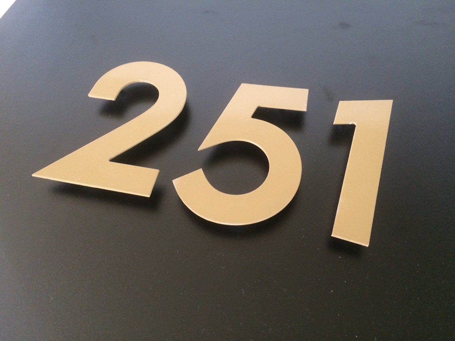 Gold House Numbers set with mount holderst o stay on a Etsy