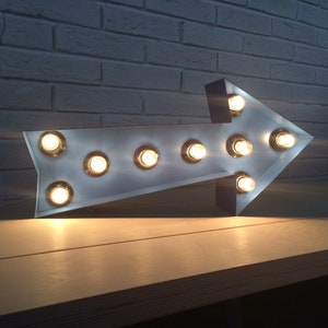 Metal arrow light up wall decor industrial, home decor sign, wall decor sign arrow,  arrow sign bulbs, marquee, light up sign wall art
