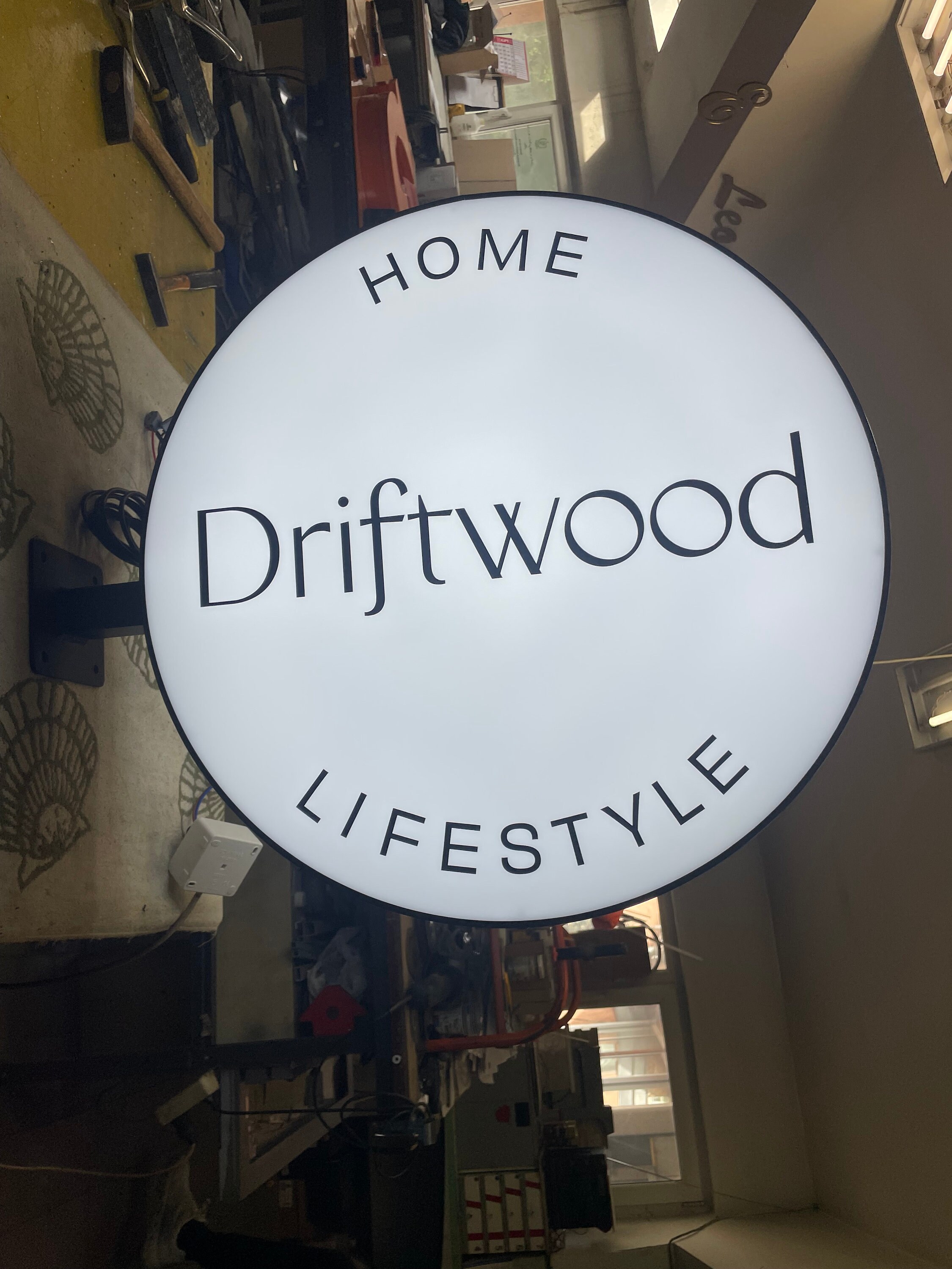 Store Front Outdoor Sign. Round Circular Light Box. Storefront Sign ...