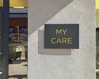 Rechteckiges Business Metallschild, Aluminiumschild für Beauty Studio Bäckerei, Cafe, Ihr Logo-Schild, Firmenschild für Unternehmen, Outdoor Metallschild