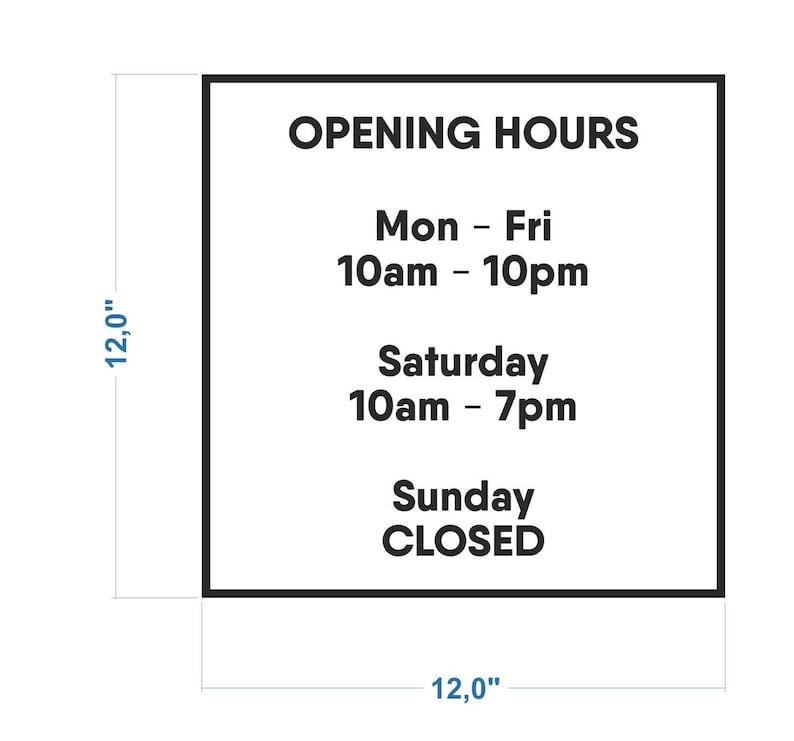 Store Hours Decal. Business Hours Decals. Free Shipping. Etsy