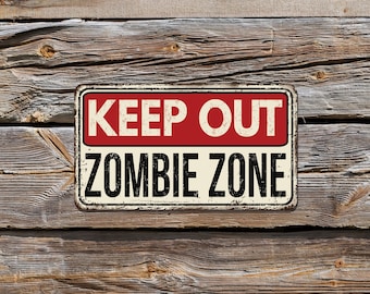 Houd Zombie Zone buiten grappig deurbordje voor de kinderkamer. Deurbordje tienerkamer. Wanddecoratie bord zombies. Zombiedecor. Zombie-teken. Halloweendecor.