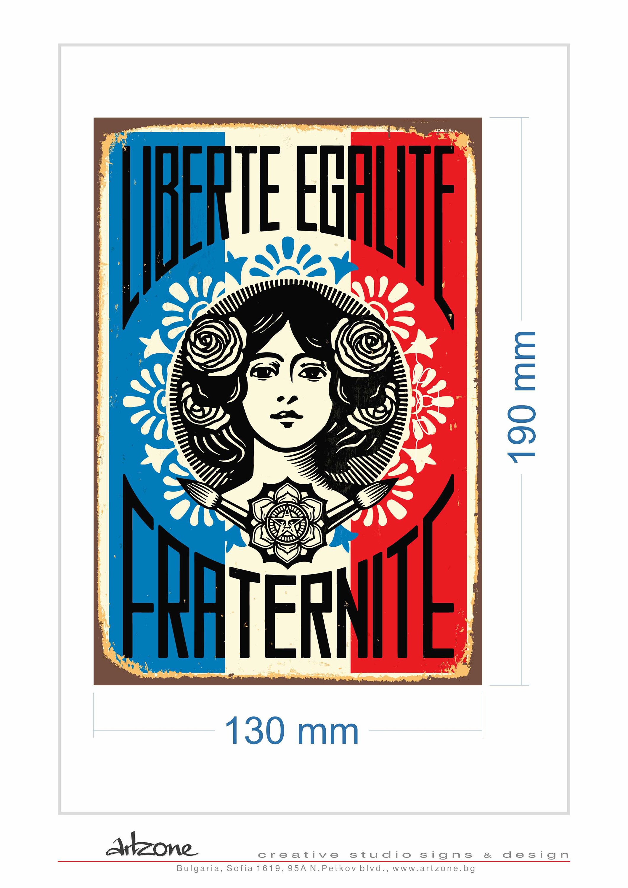 額装済/Liberte Egalite France/手書きサイン入り/オベイ