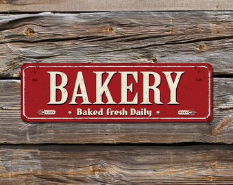 Farmhouse retro sign BAKERY, rusted vintage style PVC sign, Door hanging sign, Baked goods signage