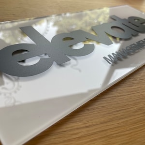 Office sign with custom logo. Acrylic Office sign in silver. Business sign. Door sign. Custom plaque. Custom business sign. Custom logo sign