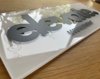 Office sign with custom logo. Acrylic Office sign in silver. Business sign. Door sign. Custom plaque. Custom business sign. Custom logo sign