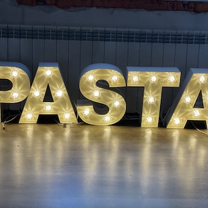 Metal letters with LED lights, Wall light up letters for business, restaurant, rusty vintage light up decor,