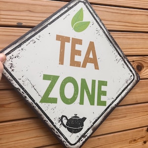 Letrero de té, letrero de decoración de pared, letrero de metal, decoración de pared de tienda de té, regalo para amantes del té, letrero de té, decoración de pared de té