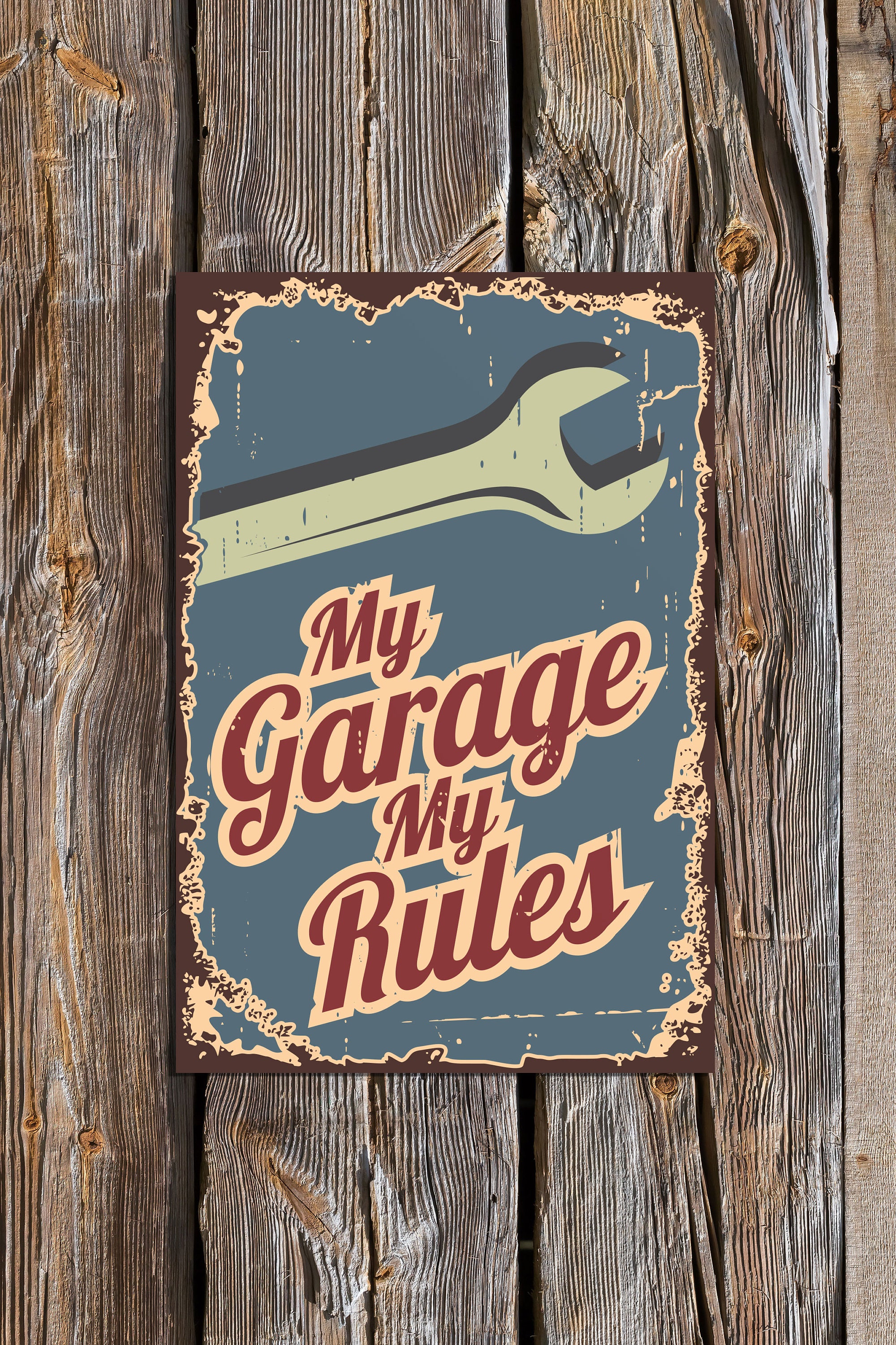 My Garage My Rules Targa In Metallo Vintage 20x30 Cm - Decorazione Da Parete Per Garage E Pub - 2