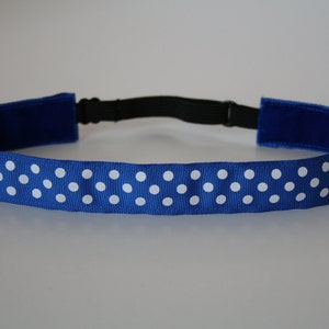 Royal Blue Polka Dot Non-Slip Adjustable Headband