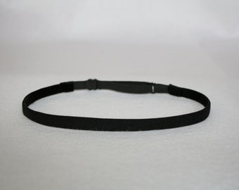 Black Faux Suede Narrow Non-Slip Adjustable Headband