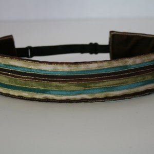 Brown, Green & Gold Stripes Non-Slip Adjustable Headband