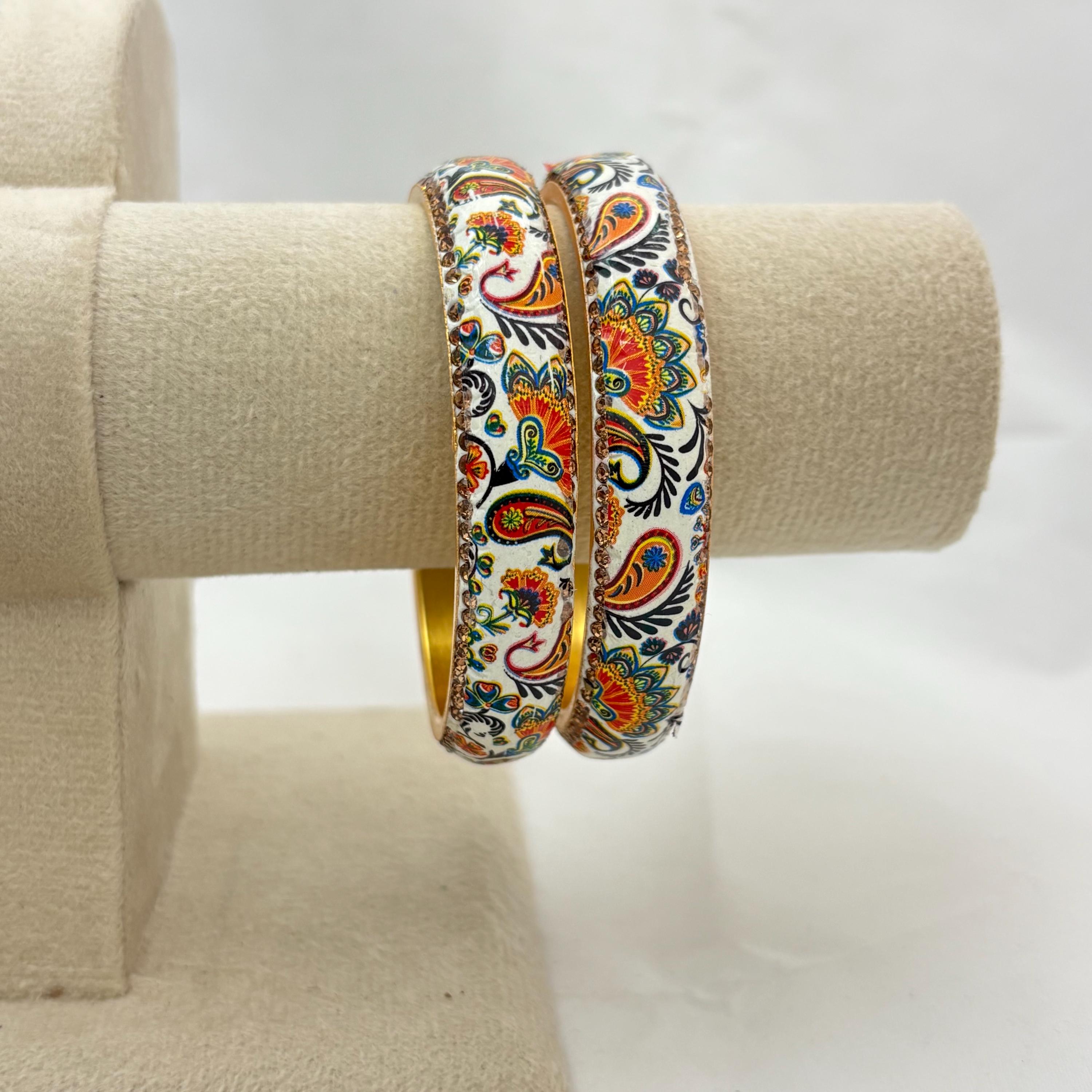 Jaipuri Bangles Lac Meenakari Bangle Set: Indian Floral Kangan
