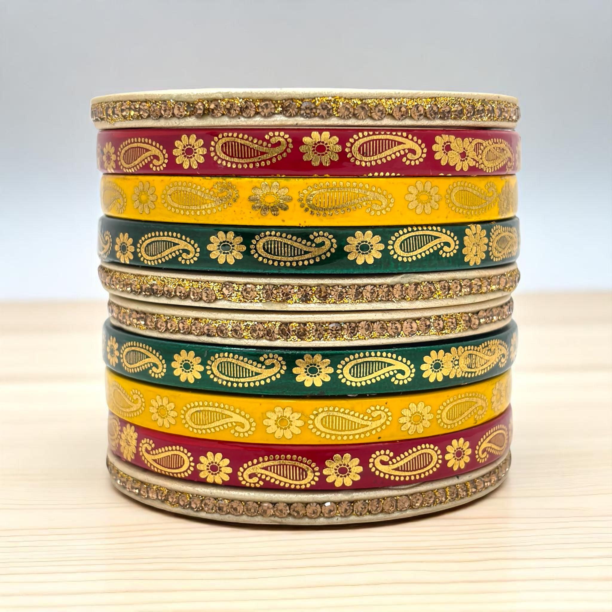 Kashmiri Lac Meenakari Indian Bangles: Multicolor Wedding Jewelry