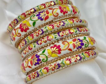 Kashmiri Handmade Lac Bangles Set – Indian Traditional Jewelry