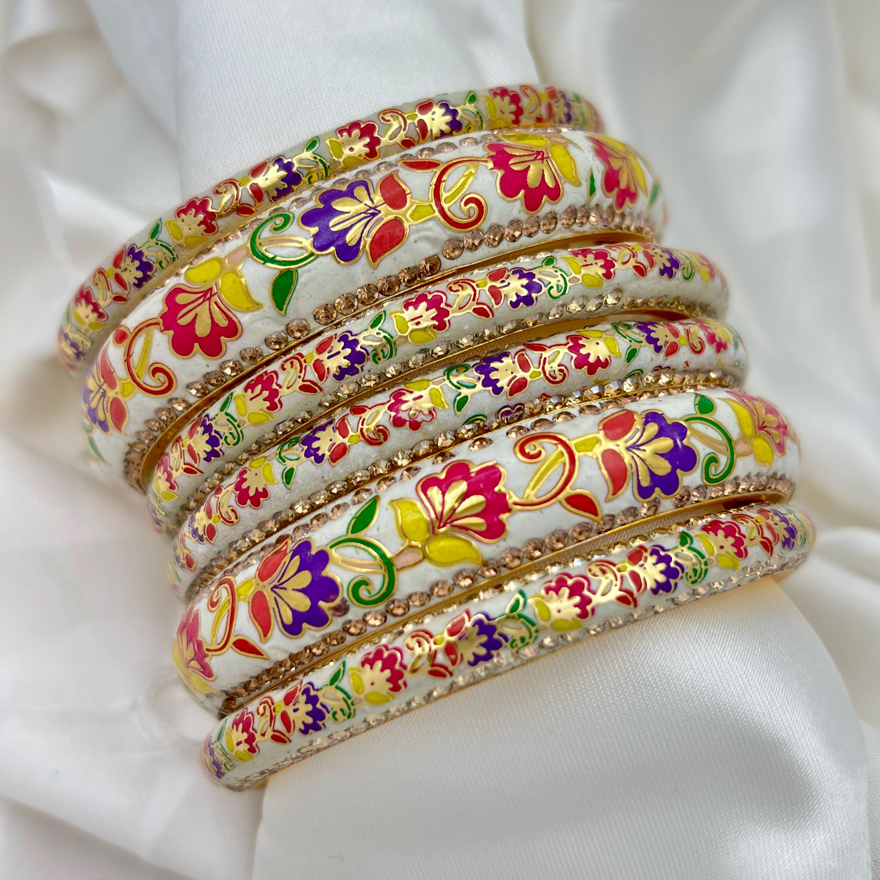 【GARNI】Paint Crockery Bangle Slip On Chudi 22K Gold Bangle Painting Work Yellow Gold Women