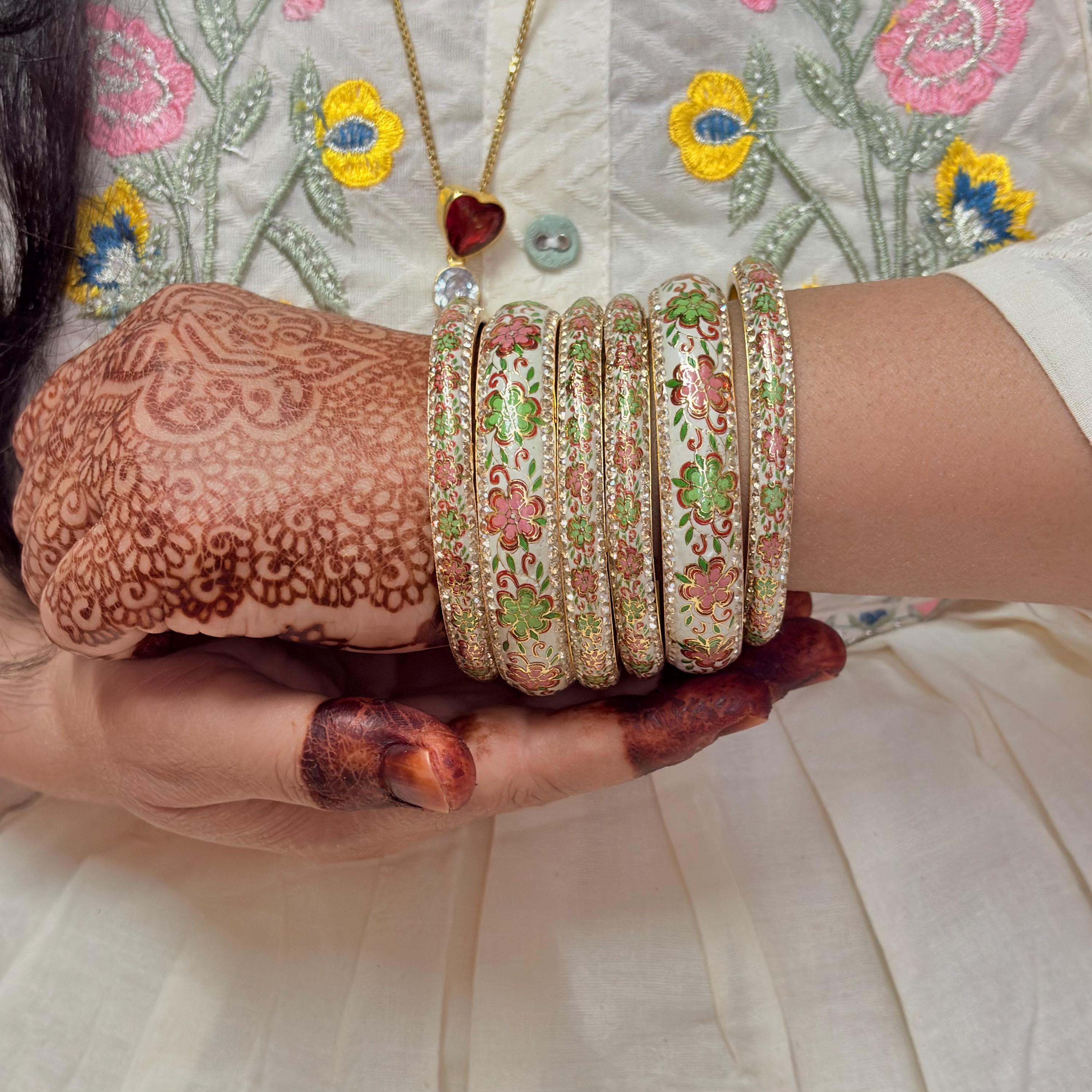 Golden Lac Meenakari Bangle Set: Indian Bridal Jewelry - Etsy
