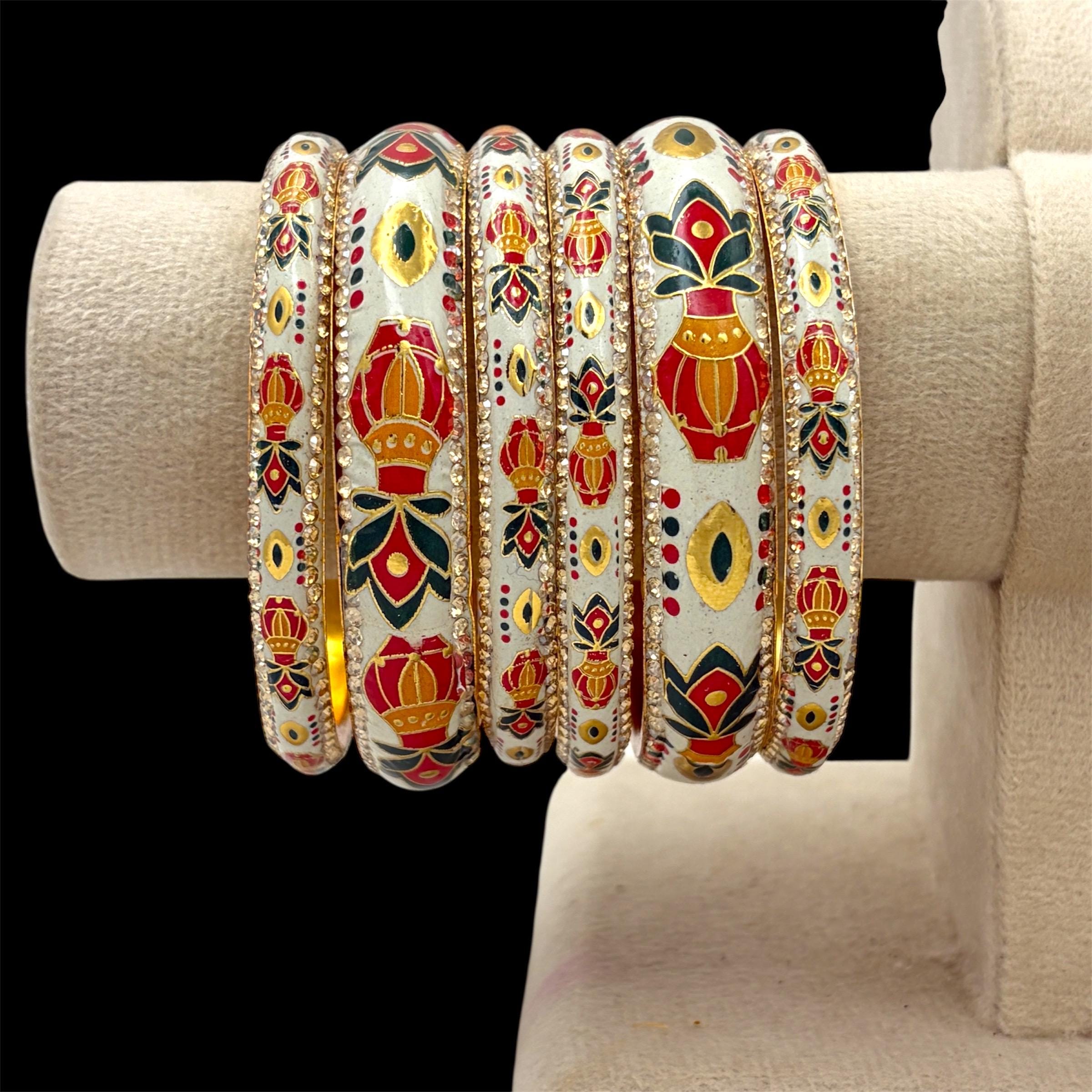 Lac Meenakari Bangles | Indian Kalash Art Bangles - Etsy New Zealand