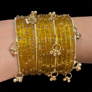 Kashmiri Ghungroo Golden Glass Bangles | 2 Hand Full set of kashmiri bangles