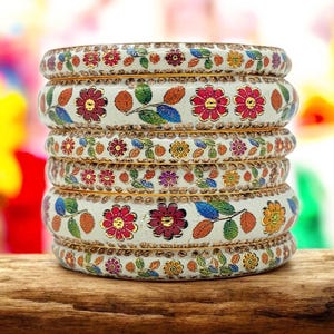 Meenakari Floral Lakh Bangles, Indian Bridal Jewelry Set