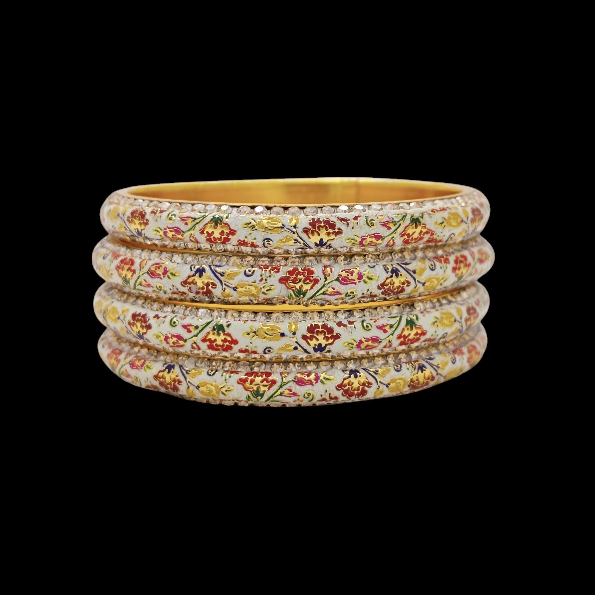 Kashmiri Meenakari Lac Bangles: Floral Indian Bangle Set - Etsy