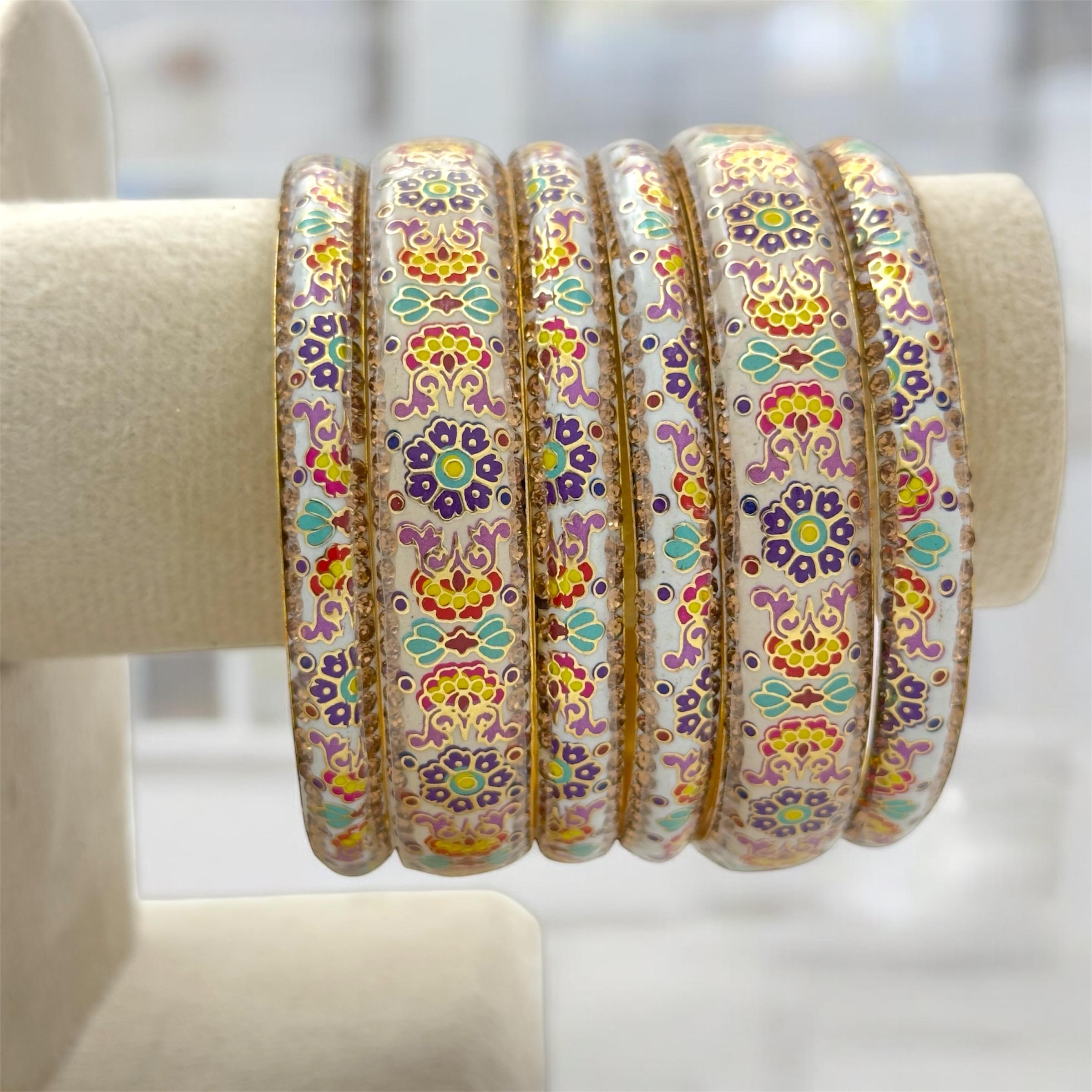 【GARNI】Paint Crockery Bangle Slip On Chudi 22K Gold Bangle Painting Work Yellow Gold Women