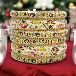 Kashmiri Handmade Indian Lac Bangles | Traditional Wedding Bridal Jewelry | Multicolor Stackable Bangles for Women | Resin Bangles