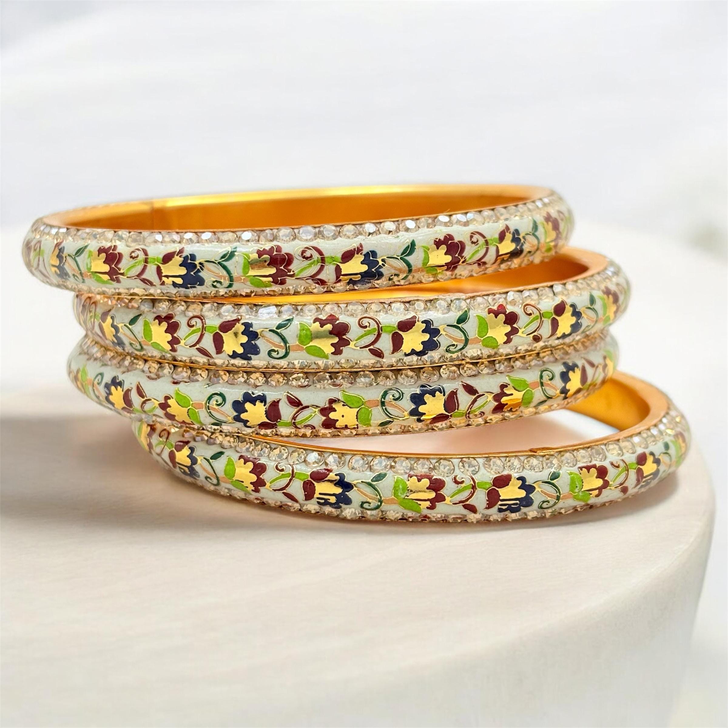 Size 2.4/2.6/2.8: Gold Bangles Sets Various Colors Indian
