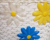 Vintage Girls Bicycle Basket 1970s-80s Flower Power Plastic Bicycle Basket Flower Basket Daisy Design Schwinn Bicycle Accessory Birthday