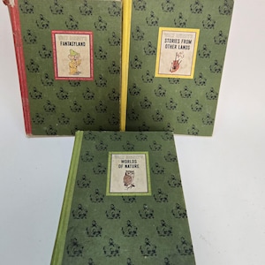 The Wonderful Worlds of Walt Disney 3 Books/Vintage 1960s Hardcover Books/Stories from Other Lands/Fantasyland/Worlds of Nature/Nostalgic