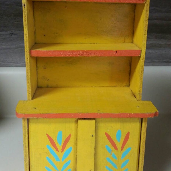 Vintage Homemade Wooden Dollhouse Furniture/Pie Safe Wooden Cabinet/Wooden Barbie Furniture/Handmade Unmarked Barbie Furniture/Upcycle Toy