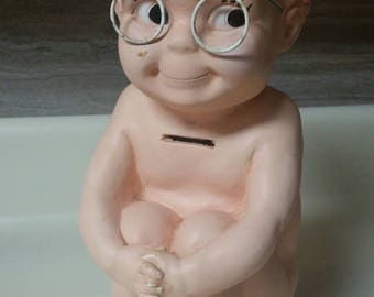 Kewpie Doll Chalkware Coin Bank by A.N. Brooks/Vintage 1966 Collectible Coin Bank/11 inch/Carnival Prize/Vintage 1966 Chalkware/Piggy Bank