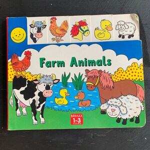 Farm Animals/Vintage 1994 Brimax Board Book 1-3 years/Children’s Book/ Nostalgic Gift/Baby Shower Gift