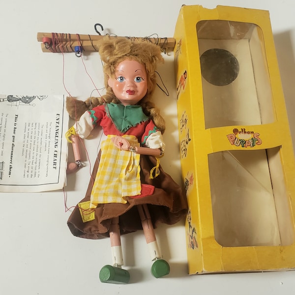 Pelham Gretal Puppet - Handmade Folk Art Puppet -Fairy Tale Puppet Hansel and Gretal- Pelham Puppets