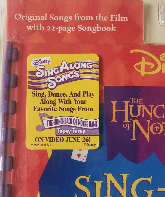 Disney's the Hunchback of Notre Dame Sing Along Book and Cassette  Tape/vintage 1990s New and Sealed Walt Disney Records Sing Along Book Set 