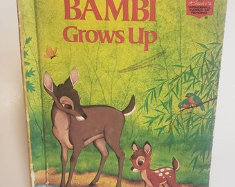 Disney&#39;s Bambi Grows Up/Disney&#39;s Wonderful Worldof Reading/Nursery Decor/Woodland Animals/Vintage 1975 Collectible Book