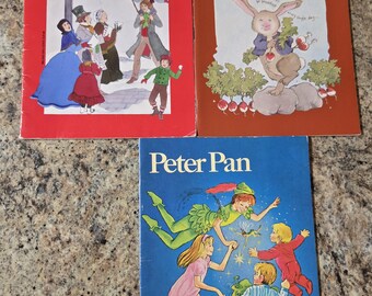 Paperback Books Lot of 3 Peter Pan/A Christmas Carol/The Tale of Peter Rabbit/Vintage 1970s-1988 Paperback Books/Homeschooling Readers
