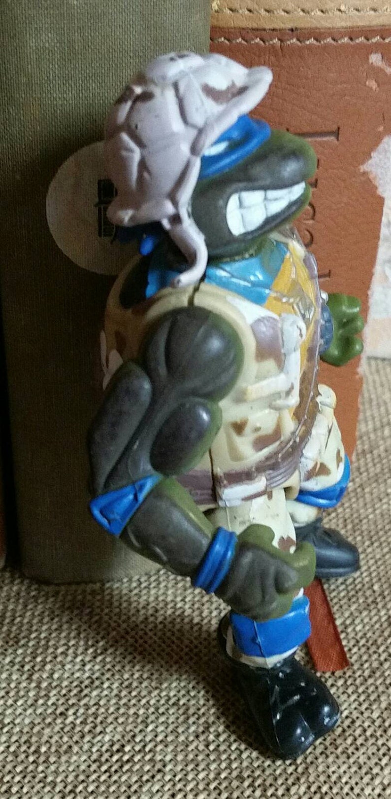 Teenage Mutant Ninja Turtle Leonardo in Army Gear Action FigureCamo Ninja TurtleCollectible FigureChilds ToyVintage 1991 Collectible