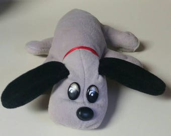 Pound Puppy Mini Plush/Gray with Red Collar/Vintage 1986 Tonka Toys/Hasbro/Mini Pound Puppy/Nursery/Baby Shower Decor/Collectible Plush