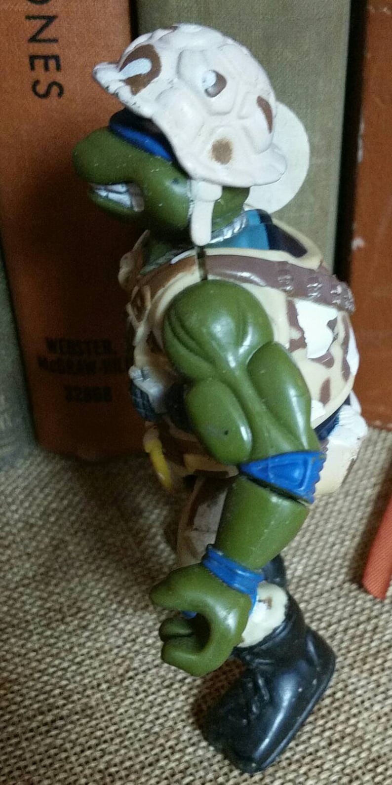 Teenage Mutant Ninja Turtle Leonardo in Army Gear Action FigureCamo Ninja TurtleCollectible FigureChilds ToyVintage 1991 Collectible