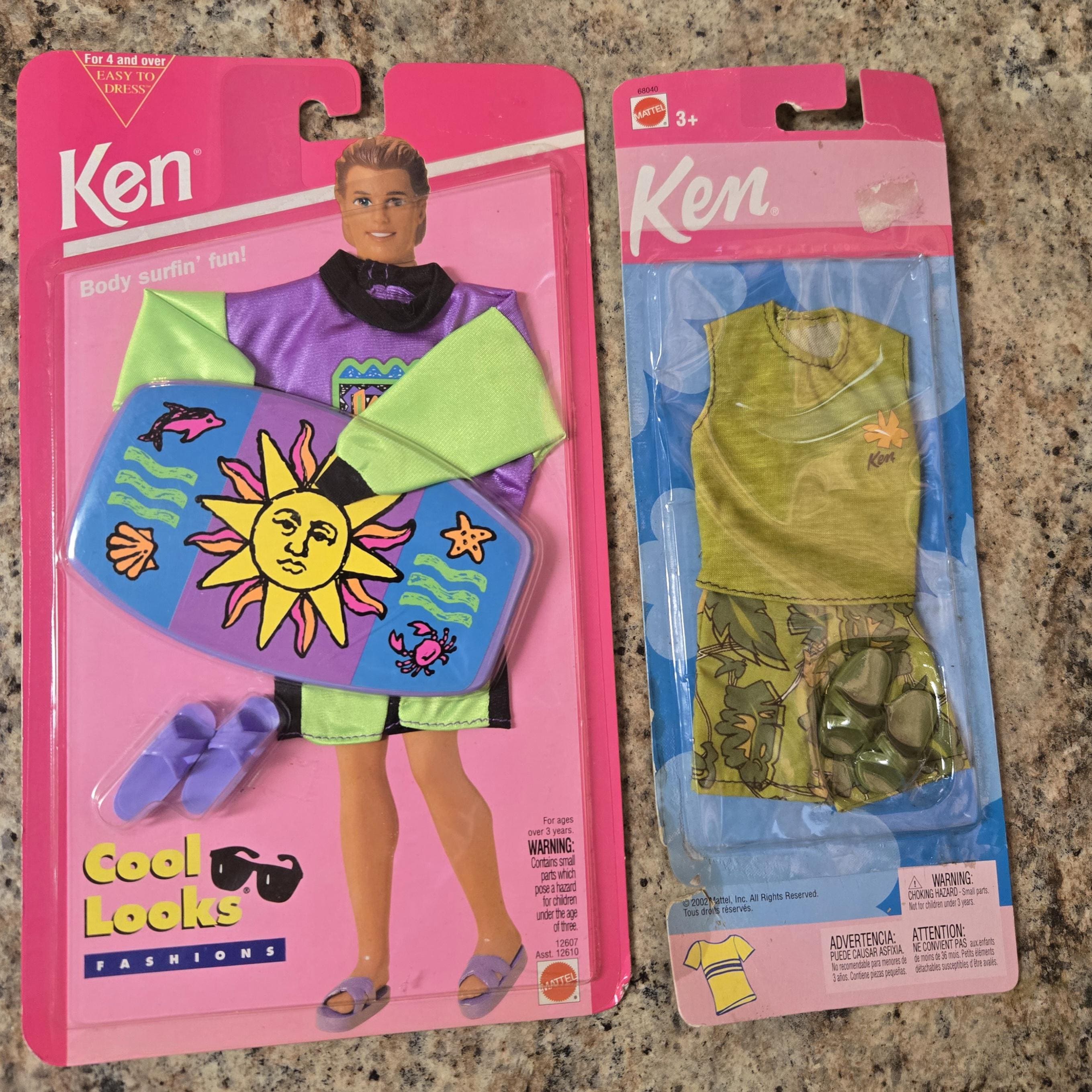 Ken Doll Cool Looks Fashions Body Surfin Fun Set and Ken Beach Set