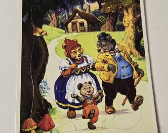Three Bears Cardboard Frame Tray Puzzle/Vintage 2002 Frame-Tray 12 Piece Puzzle/Ages 3-7/Nostalgic Gift