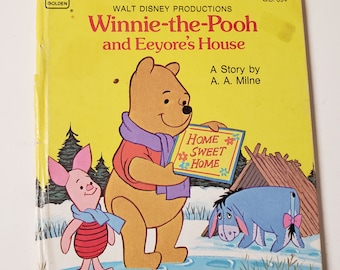 Winnie the Pooh and Eeyore's House/Vintage 1976 Golden Tell a Tale Book/Walt Disney/Nostalgic Gift/Baby Shower/Junk Journal