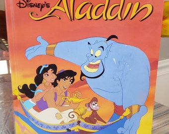 Aladdin 1992 Walt Disney Large Classic Storybook Series/Disney Princess Jasmin/Aladdin/Genie/Nursery/Baby Shower Gift/Disney Storybook