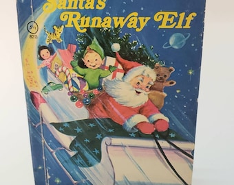 Santa's Runaway Elf by Jean Lewis/Vintage 1977 Rand Mcnally Junior Elf Book/Nostalgic Christmas/Junk Journal Supply/Christmas Decor/Santa