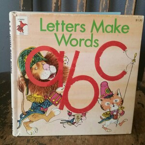 Preschool &quot;Letters Make Words ABC Book&quot; by Betty Siegel/Vintage 1972/Red Fuzzy Letters/Preschool/Nursery Decor/Circus Animals/Photo Prop