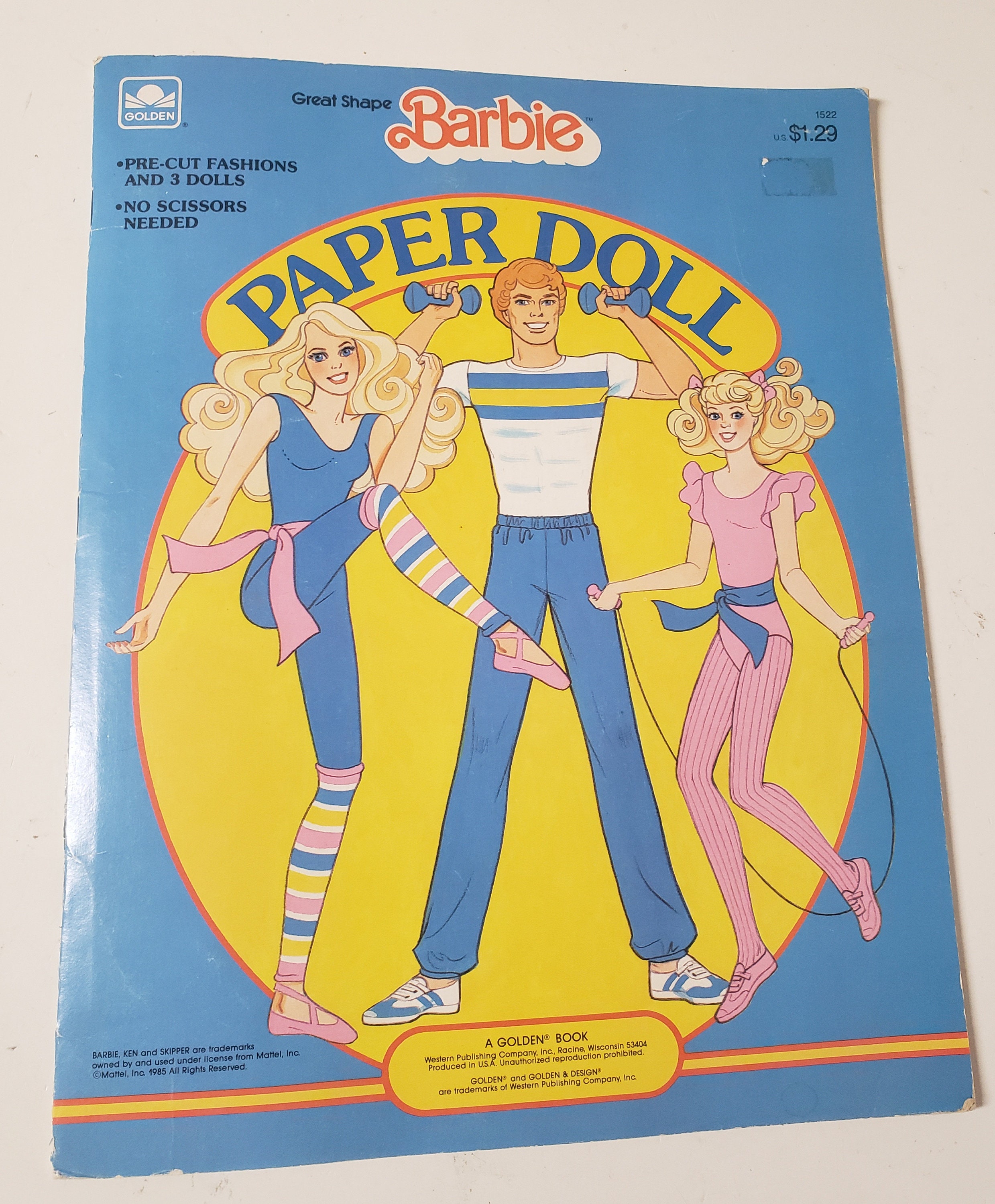 Great Shape Barbie Paper Doll vintage 1985 Golden Paper Doll Book barbie ken skipper clip Art collectible Etsy